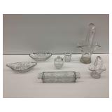 Assorted Clear Glass Decorative Pieces - Collection of 7