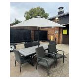 Sunvilla Woven 7-Piece Outdoor Dining Set with Umbrella