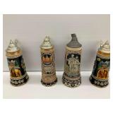 Four German Beer Steins Including Music Boxes