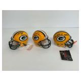 Three Signed Green Bay Packers Mini Helmets