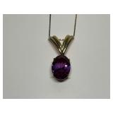 Sterling Silver Purple Stone Pendant Necklace