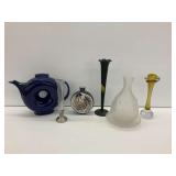 Vase and Teapot Collection Including Hall, Royal Copenhagen, and Frosted Glass