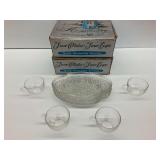 Vintage Federal Glass Co. Hospitality Snack Sets - Four Plates and Cups Each