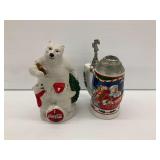 Coca-Cola Collectible Steins: Polar Bear & Santa