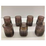 Seven Iridescent Purple Textured Drinking Glasses
