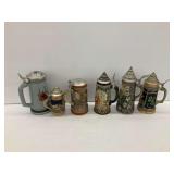 Six Decorative Beer Steins