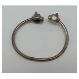 Sterling Silver Bangle Bracelet with Animal Head Design