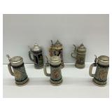 Six German Themed Beer Steins