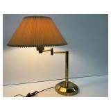 Swing Arm Brass Desk Lamp with Pleated Shade... works