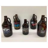 Collection of 5 Brewery Growlers