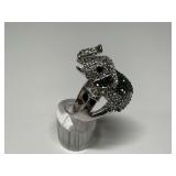 Kirks Folly Silver Tone Crystal Elephant Ring...Size 9