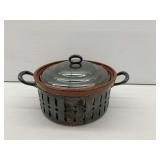 Decorative Metal and Clay Warming Dish