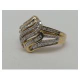 Sterling Silver Ring with Simulated Diamonds Size 5.5-7.5