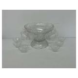 Anchor Hocking Glass Punch Bowl Set with Grapevine Design