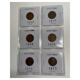 Six Wheat Pennies