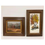 Two Framed Paintings - Landscape and Autumn Trees