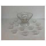 Anchor Hocking Clear Glass Punch Bowl Set with Ladle and Cups