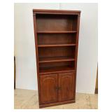 Wooden Bookcase with Shelves and Bottom Cabinet