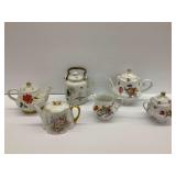 Porcelain Tea Pots, Creamer and Sugar Bowl