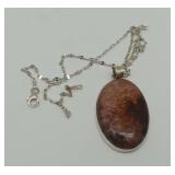 Sterling Silver Necklace with Stone Pendant