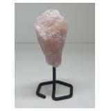 Rose Quartz Specimen on Metal Stand...about 6 in. tall