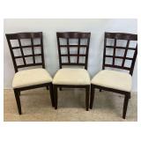 Set of Three Dark Wood Dining Chairs
