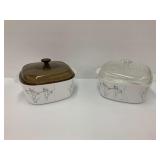 Two CorningWare Casserole Dishes with Lids - Floral Design