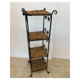 Wrought Iron and Woven Rope 3-Tier Shelf