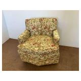 Floral Pattern Upholstered Swivel Armchair