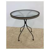 Round Metal Patio Table with Glass Top
