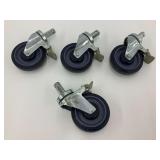 Four Industrial Casters with Brakes