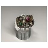 Sterling Silver Floral Design Ring...Size 8.25