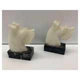 Pair of Stone Dog Head Bookends - Made in Italy