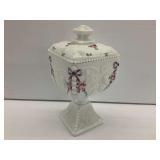 Westmoreland Milk Glass Candy Dish with Floral Design