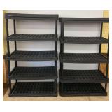 Two Black Plastic Storage Shelving Units