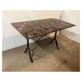 Marble Top Table with Cast Iron Base... corner damage