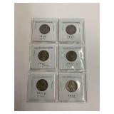 Collection of Six Jefferson Nickels