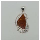 Sterling Silver Amber Pendant