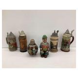 Six German Beer Steins