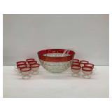 Vintage Indiana Glass Punch Bowl Set with 12 Cups and Ladles
