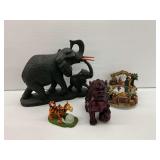 Four Figurines - Elephant, Lion, Nativity, Tigger