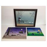 Collection of Three Folk Art Style Paintings