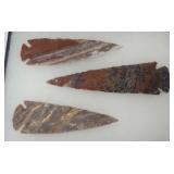 Three Arrowheads..about 5 in. long