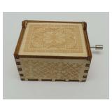 Engraved Wooden Music Box with Pink Panther Theme