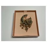 Kirks Folly Celestial Angel Cherub Brooch w/Crescent Moon