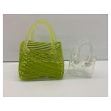 Two Hand Blown Glass Handbag Vases