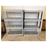 Two Plastic 4-Shelf Storage Shelves