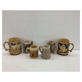 Six Decorative Beer Mugs