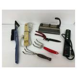 Assorted Tools and Equipment - Snow Brush, Garden Tools, and More