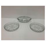 Clear Glass Floral Embossed Serving Dishes